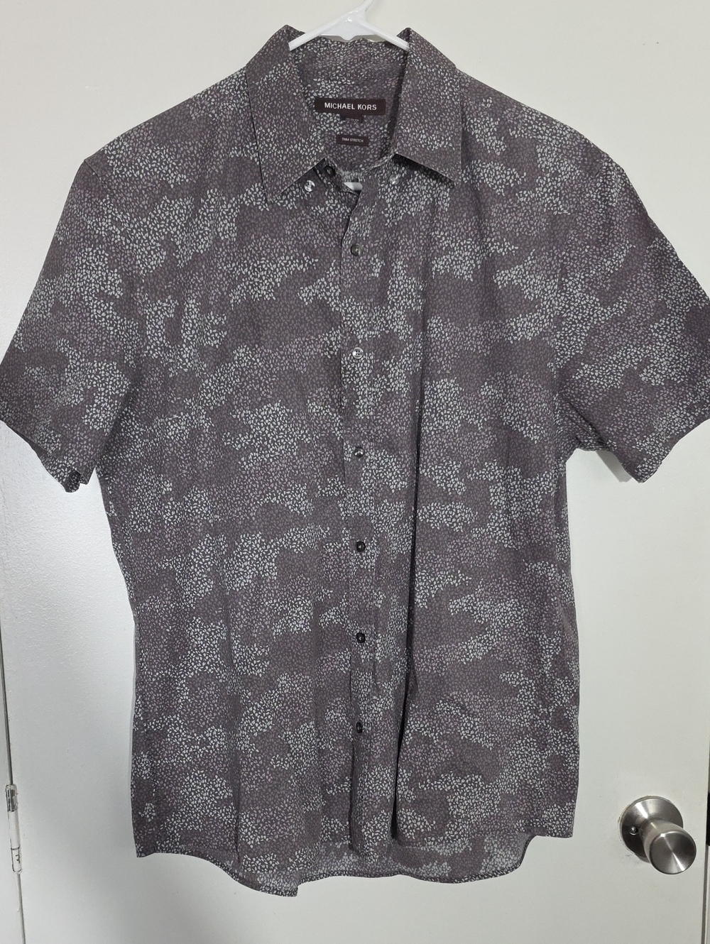 Michael Kors Men’s Short Sleeve Printed Shirt - Charcoal